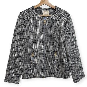STS Sail To Sable Tweed Zip Front Blazer Jacket Small
